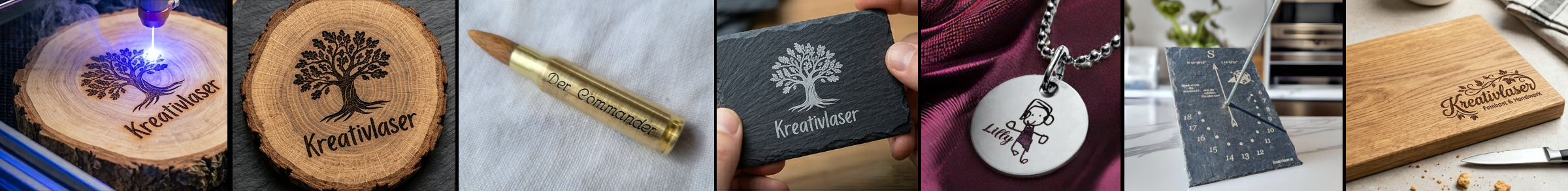 Kreativlaser Produkte – Lasergravuren auf Holz, Schneidebrett und Schiefer